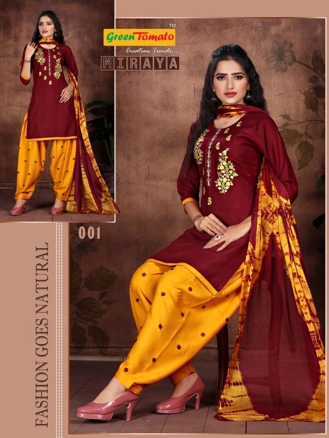 Green Tomato Miraya Patiyala Casual Daily Wear Rayon Ready Made Collection